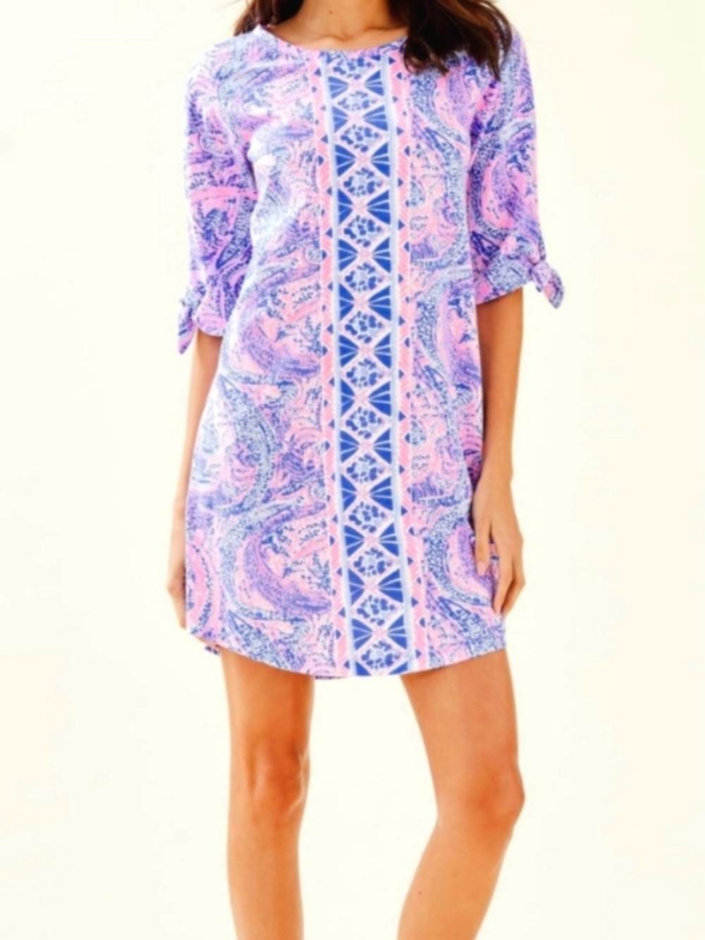 Lilly Pulitzer Preston Coastal Blue Maybe Gator Engineered Knit Dress, Size XXS